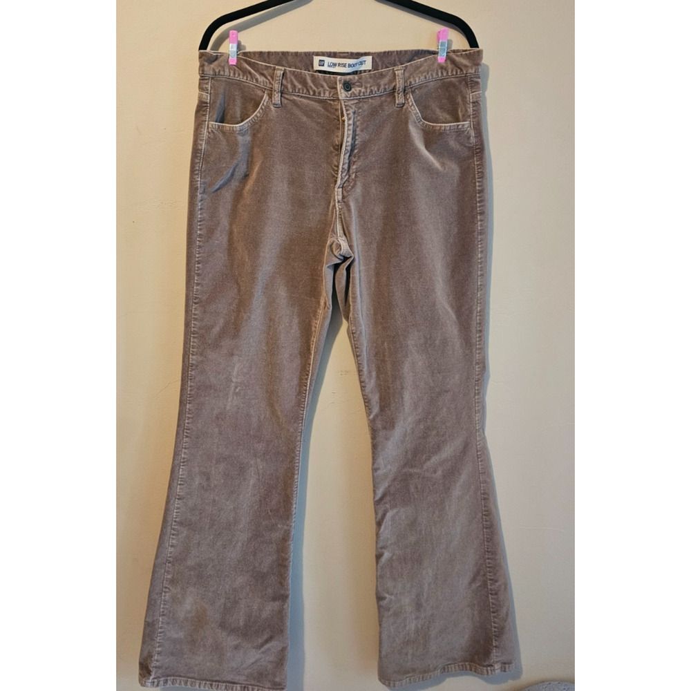 Y2K Vintage Gap Ladies Black Stretch Low Rise Velvet Boot Cut choc brown sz 14R